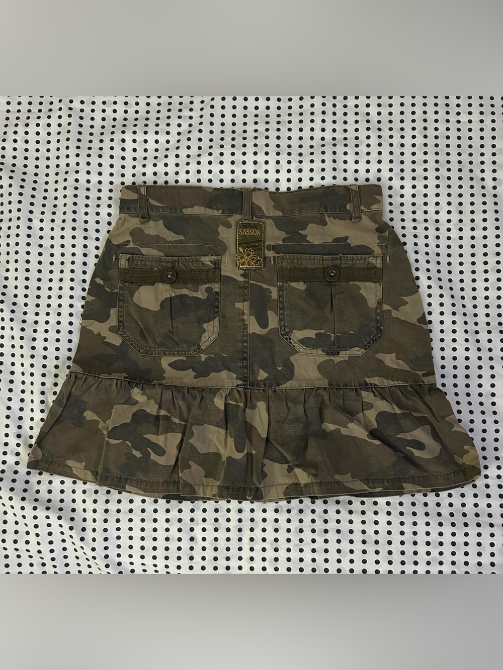 Vintage Rare Oh La La Sasoon camo ruffle mini skirt